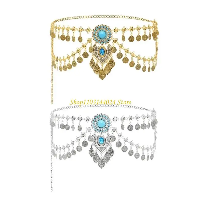 N5KE Retro Chain Belt Multi Layer Waist Chain with Coin and Fringe Designing for Belly Dance Costumes and Party Outfits thumbnail 5