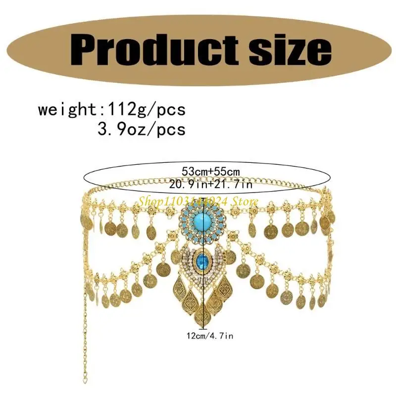 N5KE Retro Chain Belt Multi Layer Waist Chain with Coin and Fringe Designing for Belly Dance Costumes and Party Outfits thumbnail 6
