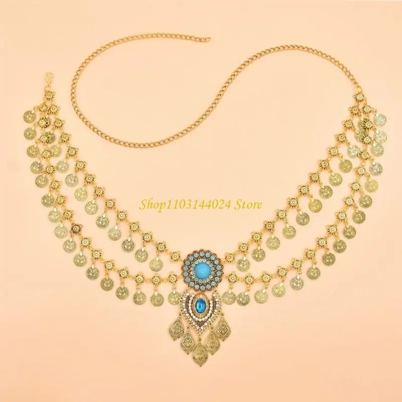 N5KE Retro Chain Belt Multi Layer Waist Chain with Coin and Fringe Designing for Belly Dance Costumes and Party Outfits thumbnail 4