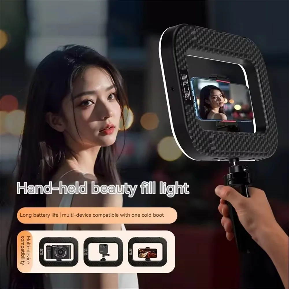 Roreta Handheld Ring LED Rechargeable Portable Mobile Phone Live Broadcast Photography Desktop Rabbit Cage Selfie fill Light thumbnail 6