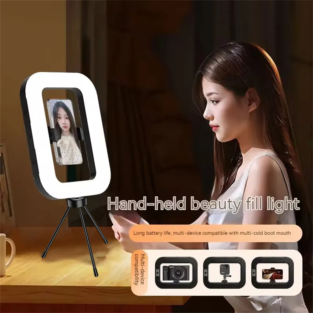 Roreta Handheld Ring LED Rechargeable Portable Mobile Phone Live Broadcast Photography Desktop Rabbit Cage Selfie fill Light thumbnail 4