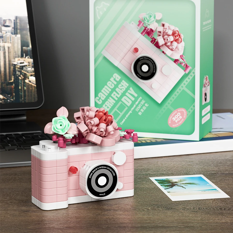 Creative Camera&Flowers Building Blocks DIY Toys Small Particle Bricks Assembly Puzzle Toys For Kids Gifts Sets thumbnail 4