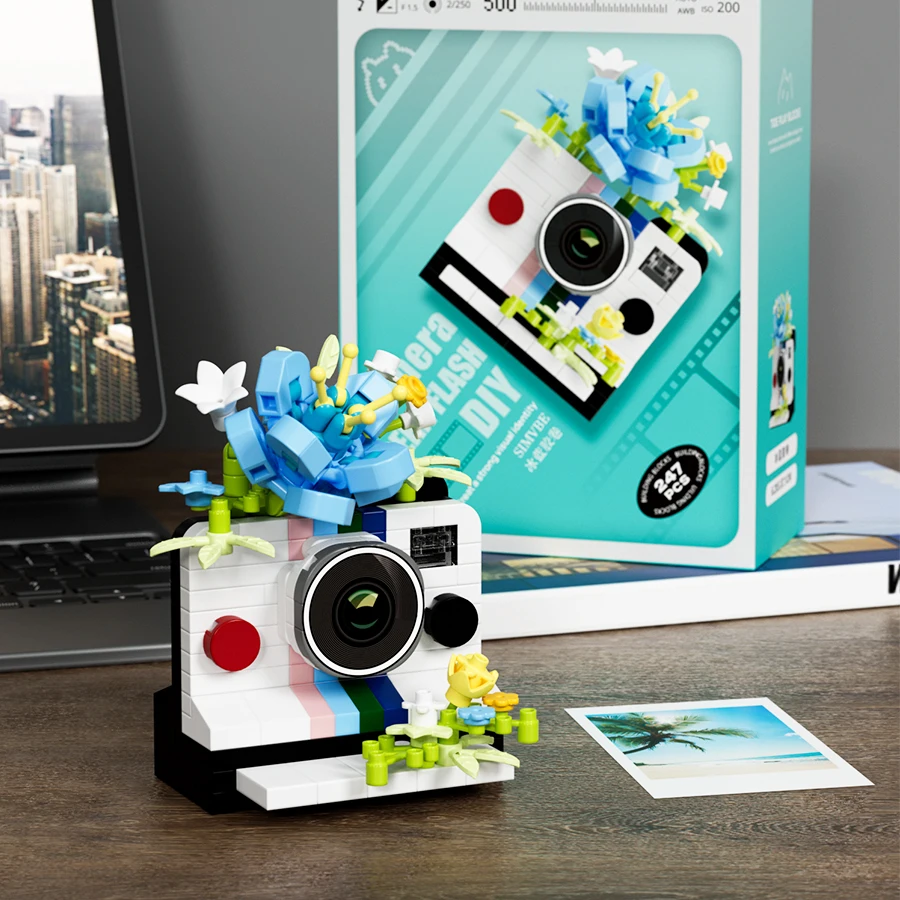 Creative Camera&Flowers Building Blocks DIY Toys Small Particle Bricks Assembly Puzzle Toys For Kids Gifts Sets thumbnail 3