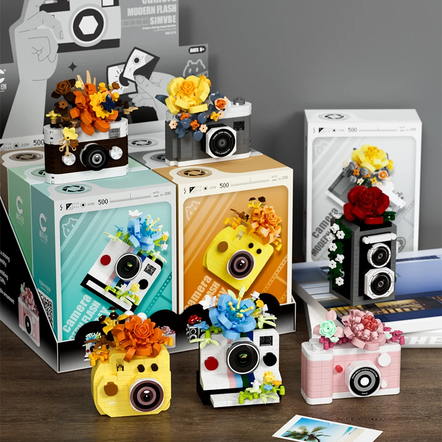 Creative Camera&Flowers Building Blocks DIY Toys Small Particle Bricks Assembly Puzzle Toys For Kids Gifts Sets thumbnail 6