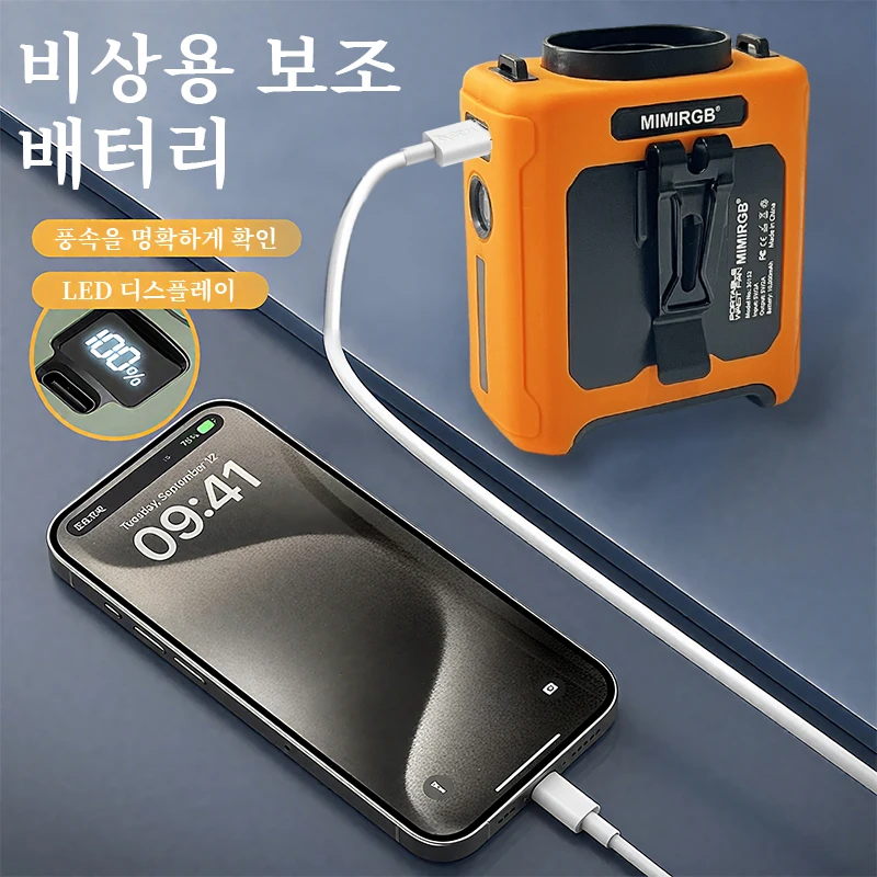 20000mAh Waist Fan Wearable Waist Fan 5-Speed Lightweight 40H Outdoor Hands-Free Cooling Work Site Travel Ooutdoor Long-Distance thumbnail 4