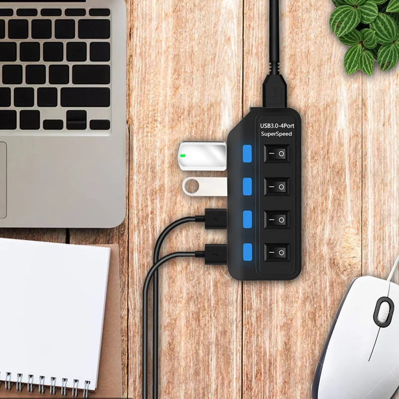 Switch Extension Hub 4-port USB 3.0 Hub Computer USB Extension Hub One Drag Four USB3.0 Splitter PC Laptop Desktop thumbnail 6