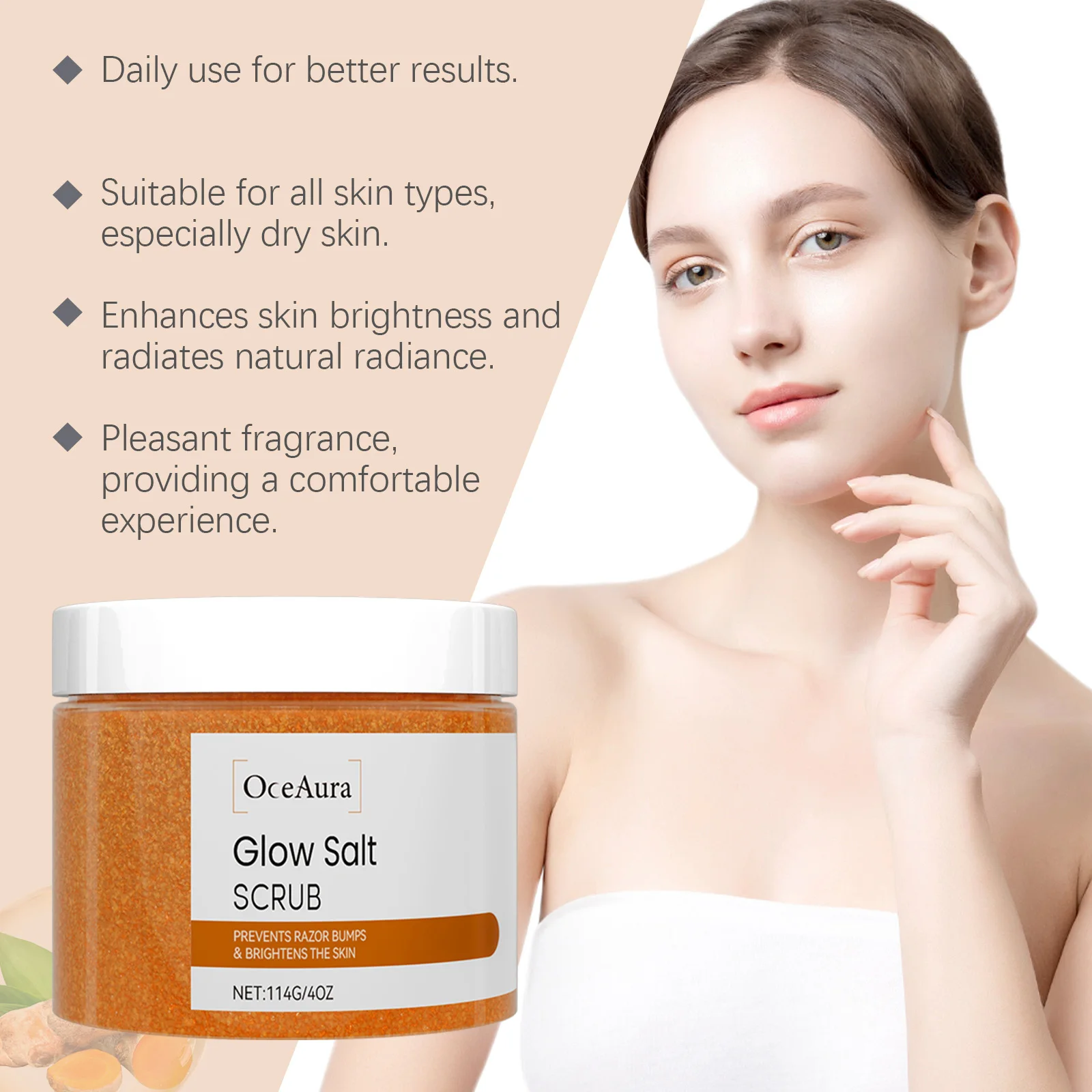 Turmeric Body Scrub Moisturizing & Cleansing Exfoliant for Glowing Skin Body Care Product Gentle Formula for All Skin Types thumbnail 3