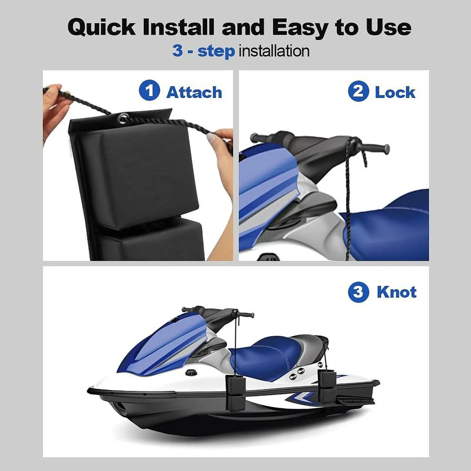 2Pcs/Set Fender Bumper Boat Dock Fender Protector with Elastic Cords for Docking PVC Black Protector Sturdy Safe Jet Ski Bumper thumbnail 5
