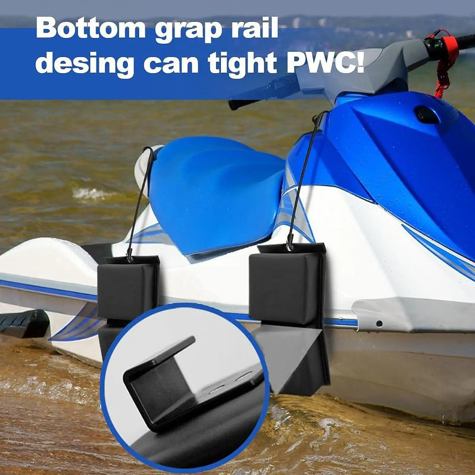 2Pcs/Set Fender Bumper Boat Dock Fender Protector with Elastic Cords for Docking PVC Black Protector Sturdy Safe Jet Ski Bumper thumbnail 3