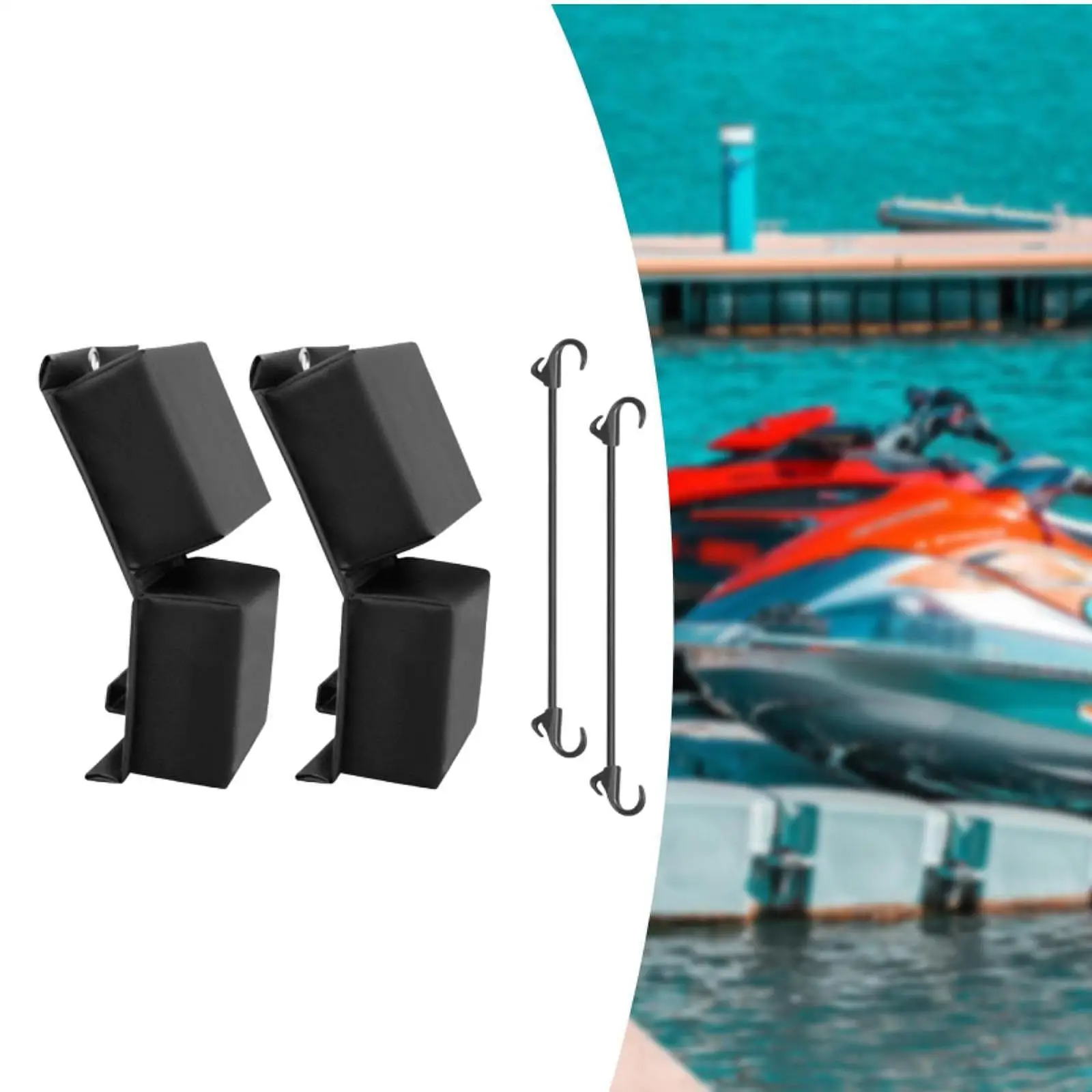 2Pcs/Set Fender Bumper Boat Dock Fender Protector with Elastic Cords for Docking PVC Black Protector Sturdy Safe Jet Ski Bumper thumbnail 4