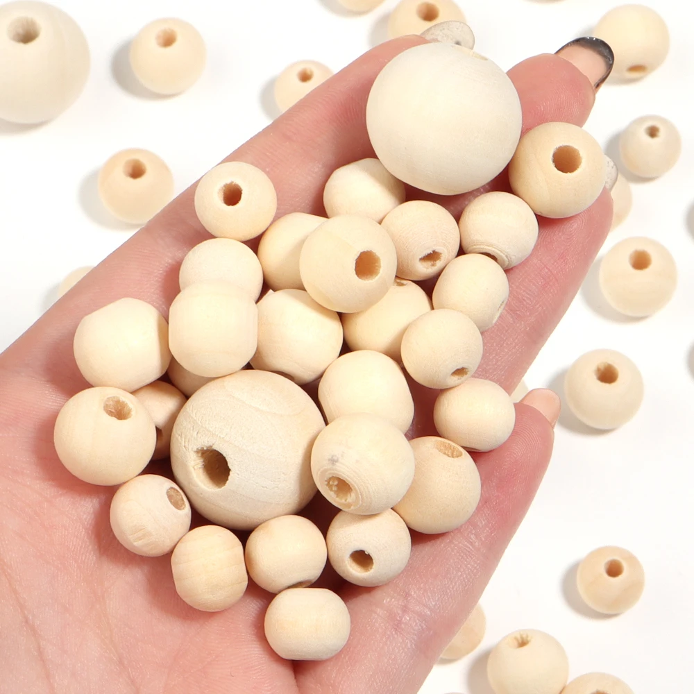 10-100pcs 6-30mm Natural Wood Beads Round Unfinished Wooden Balls for DIY Crafts Kids Arts Toy Home Decoration Handmade Supplies thumbnail 3