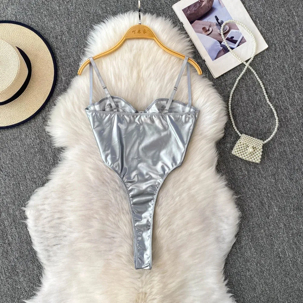 Chic Off Shoulder PU split basics Camis Fashion Fairy Tank Top Women Summer Crop Top  Bodysuits Hotsweet Streetwear thumbnail 2