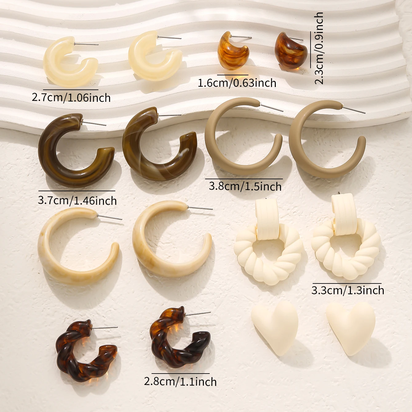 Elegant Heart-shaped Studing Earrings Retro Warm Toned Resin Droplet Spiral C-shaped Hoop Earrings Daily Party Dating Jewelry thumbnail 4