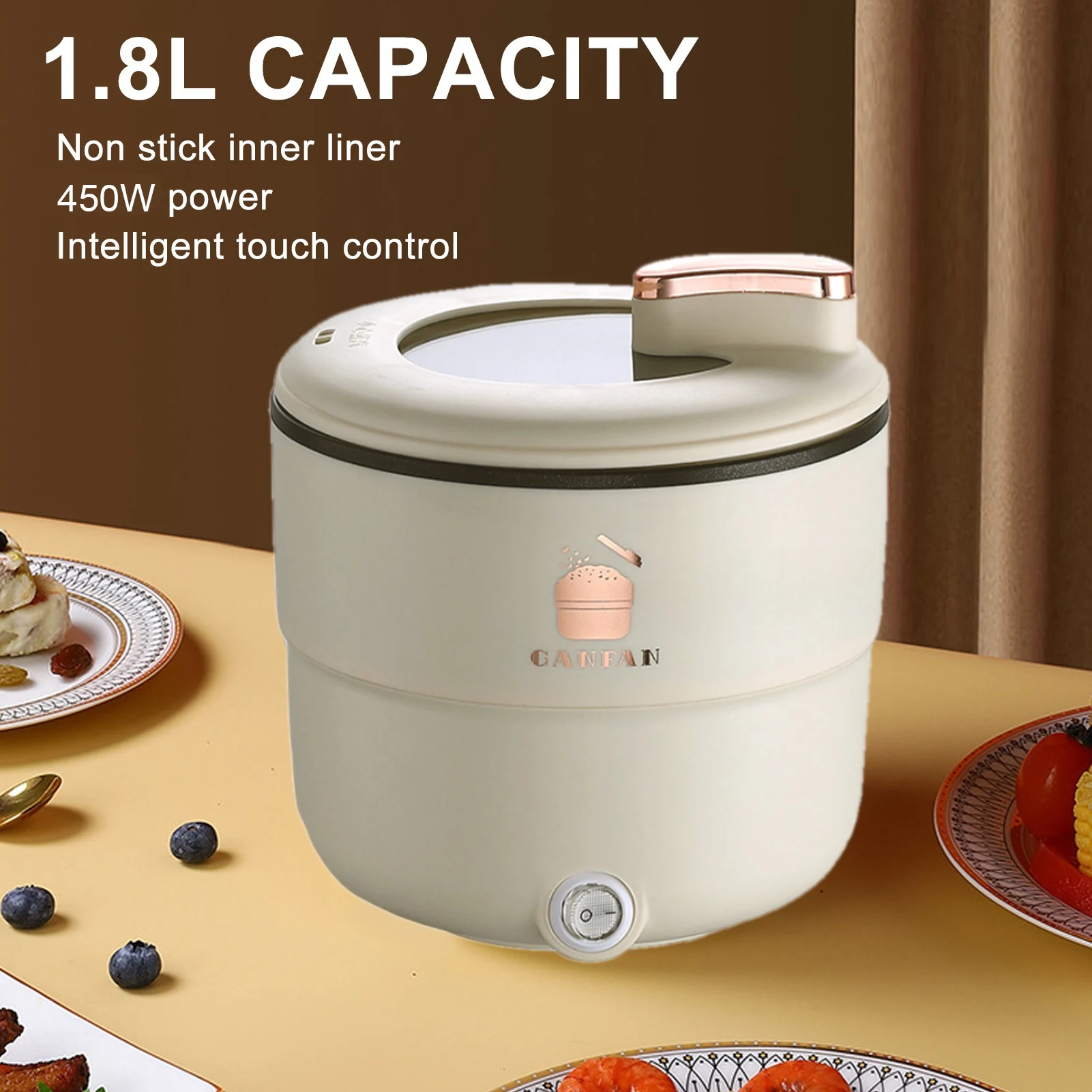 Electric Rice Cooker Multifunctional 1.8L Double Layers Anti Scald Anti Stick Electric Cooking Pot for Noodles Soup Stewing thumbnail 5