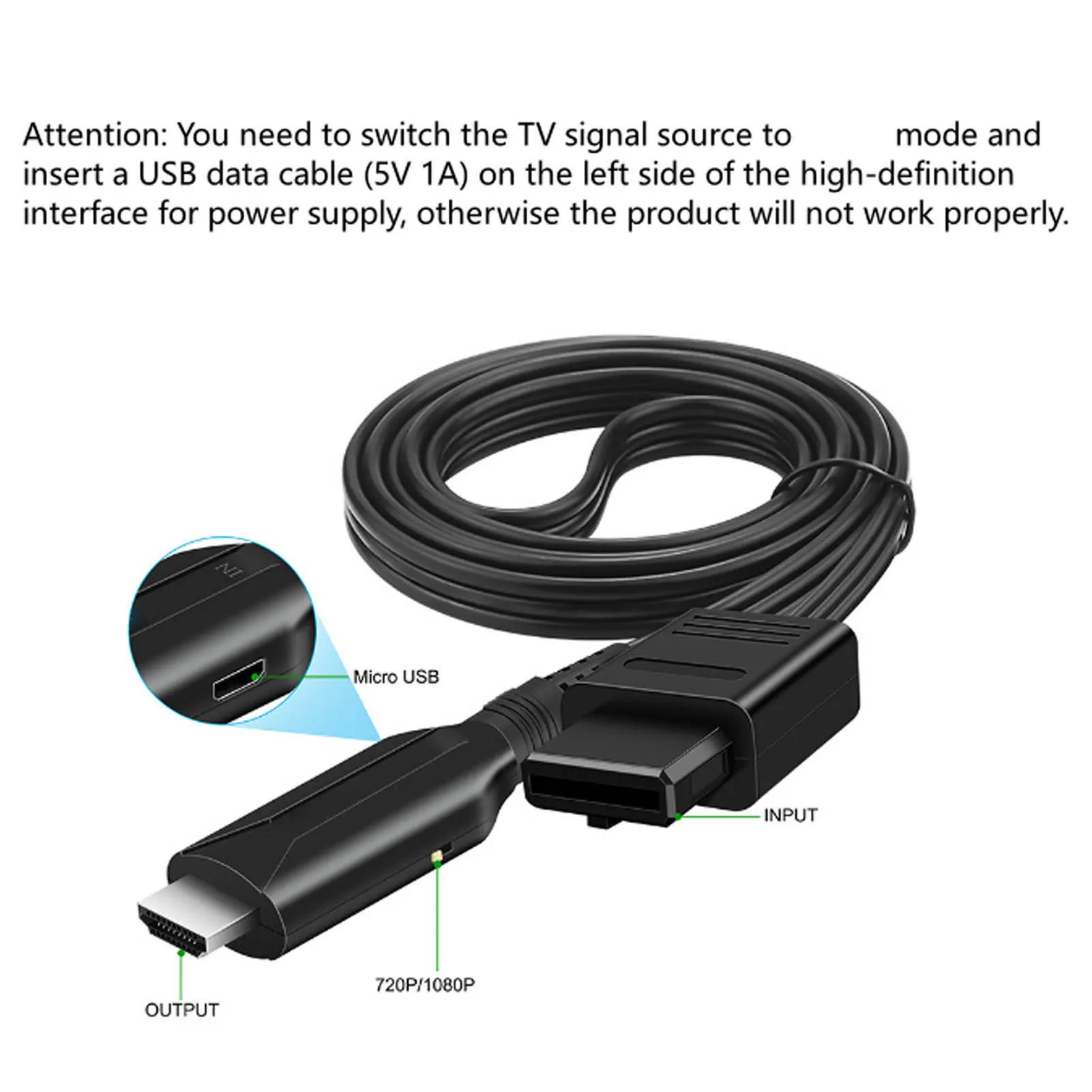 N64 SNES NGC to HDMI Converter 3 Display Modes 1080P Plug Play HD Video Adapter with Power Cord for Game Console TV thumbnail 5