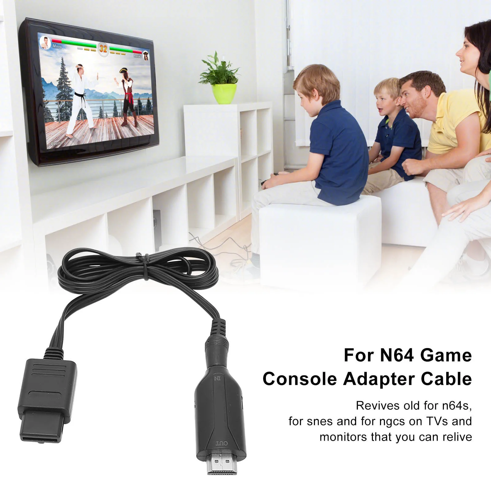 N64 SNES NGC to HDMI Converter 3 Display Modes 1080P Plug Play HD Video Adapter with Power Cord for Game Console TV thumbnail 2