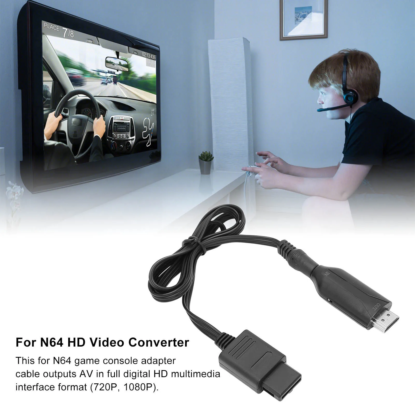 N64 SNES NGC to HDMI Converter 3 Display Modes 1080P Plug Play HD Video Adapter with Power Cord for Game Console TV thumbnail 3