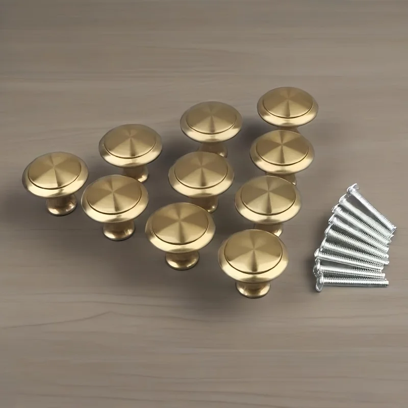 8pcs Golden Simple Cabinet Drawer Single Hole Pull Handle, Cabinet Wardrobe Door Round Furniture Small Handle thumbnail 2