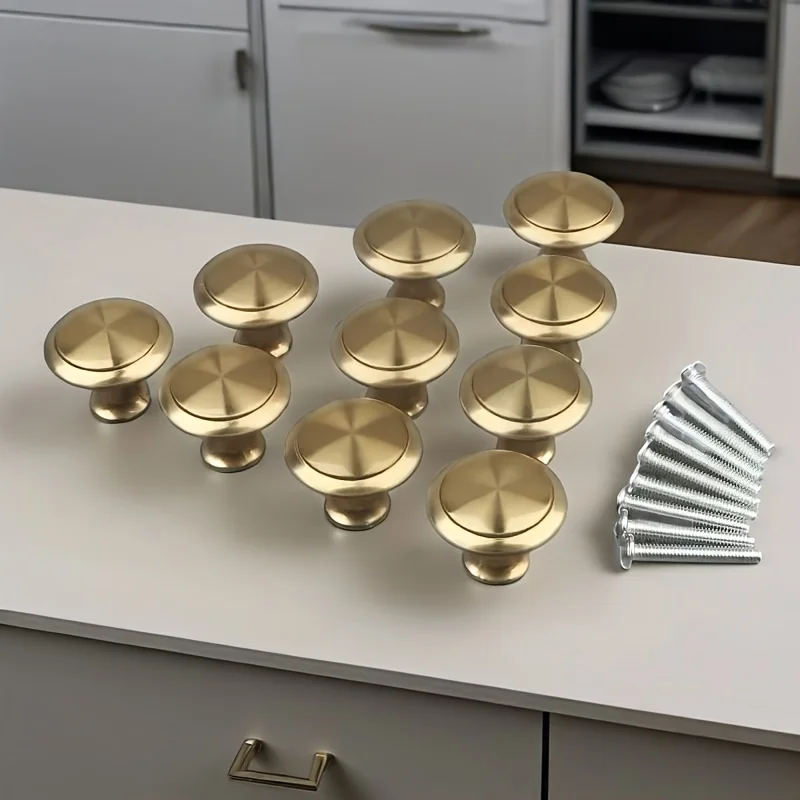 8pcs Golden Simple Cabinet Drawer Single Hole Pull Handle, Cabinet Wardrobe Door Round Furniture Small Handle thumbnail 4