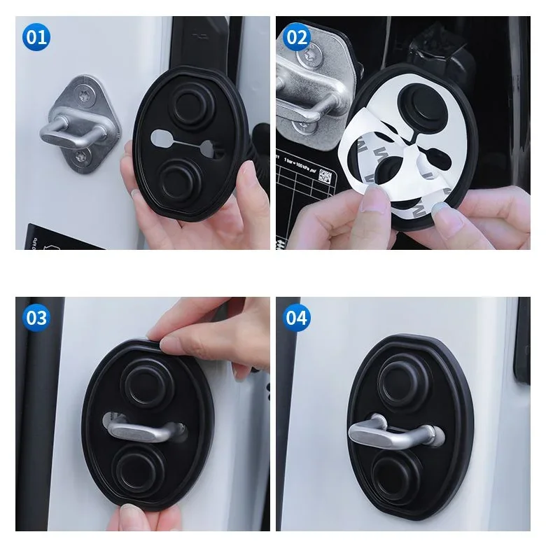Upgrade Car Door Closing Shockproof Silicone Cushion Mute Shock Absorber Protective Covers Car Door Latch Accessories thumbnail 6