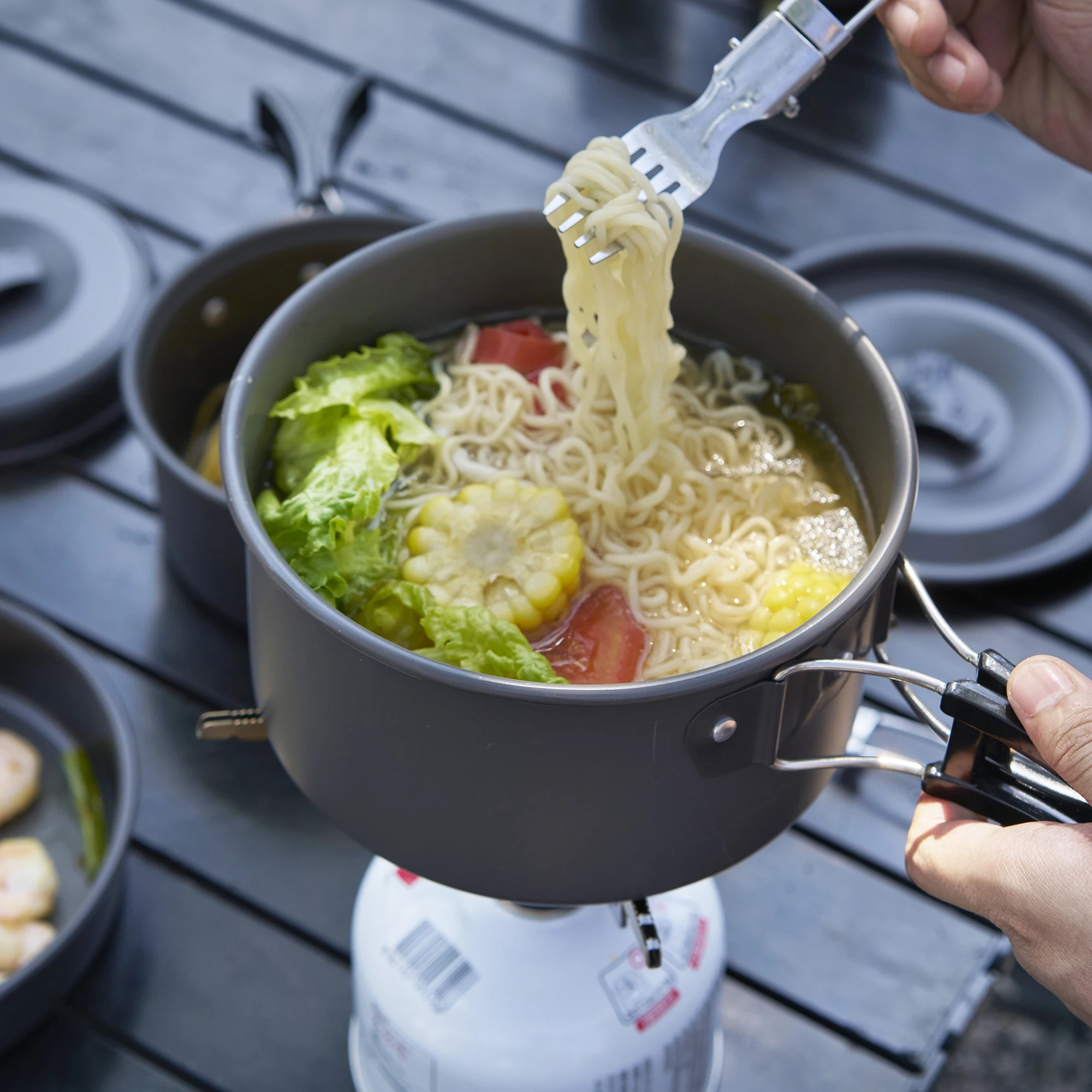 Pandatour Camping Cooking Aluminum Outdoor Travel Tableware Non-Stick Pots Assorted Folding Tourism Cooker Cookware Equipment thumbnail 5