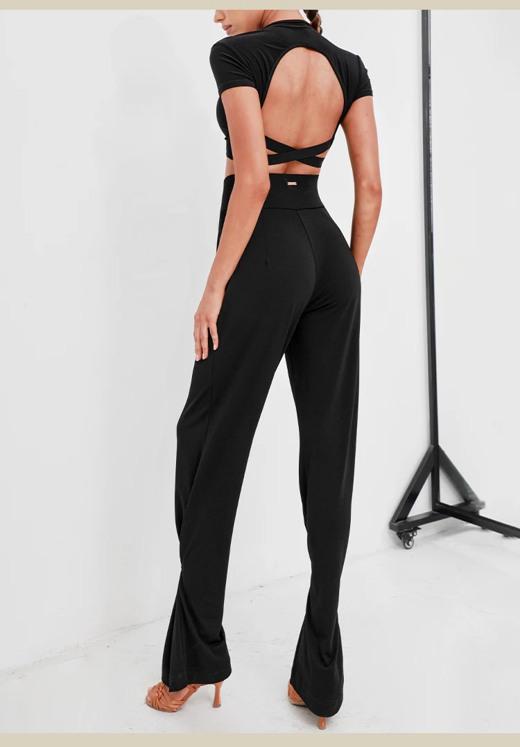 Summer Latin Dance Pants for Women Breathable High-waists Professional Cha-cha Samba Rumba Training Performance Dance Long Pants thumbnail 6