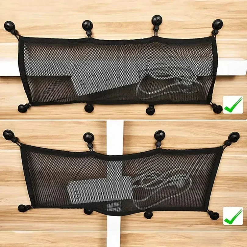 8 Hole Socket Network Pocket Under Desk Cable Management Net Under Table Cord Management Mesh Organizer Flexible Wire Hiders thumbnail 2