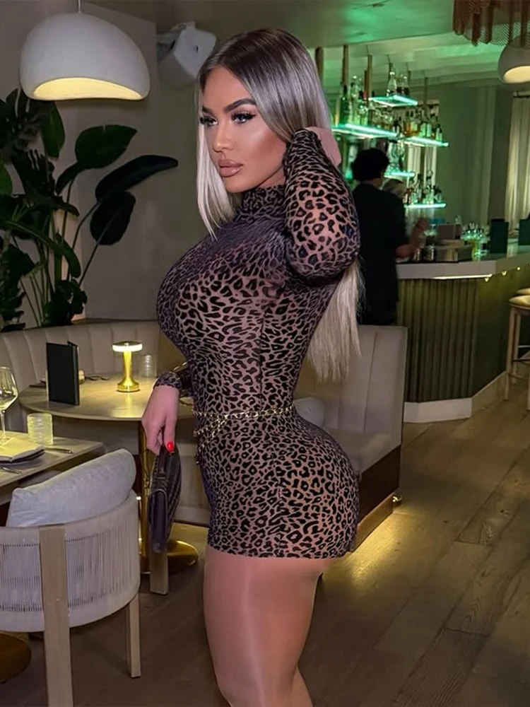 Sisterlinda Spring Release Junior Fashion Sexy High Street Jumpsuits K25Q73871 Girl Leopard Close-Fitting High-Necked Rompers thumbnail 4