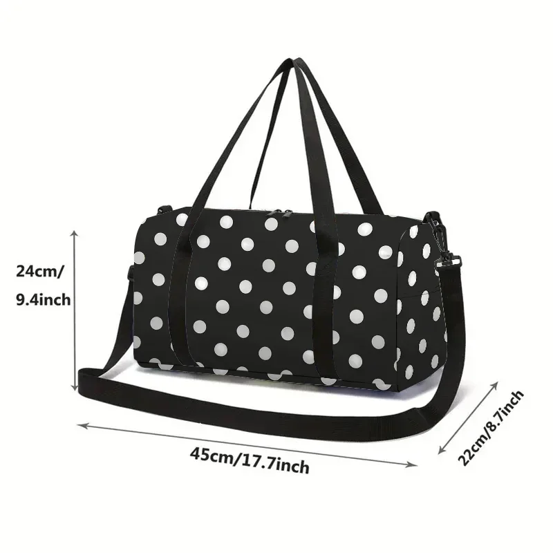 White Point Black Large Capacity Luggage Bag  for Boy and Girls Best Gifts 2D Flat Cartoon Travel Duffels Hand Bag for Children thumbnail 2