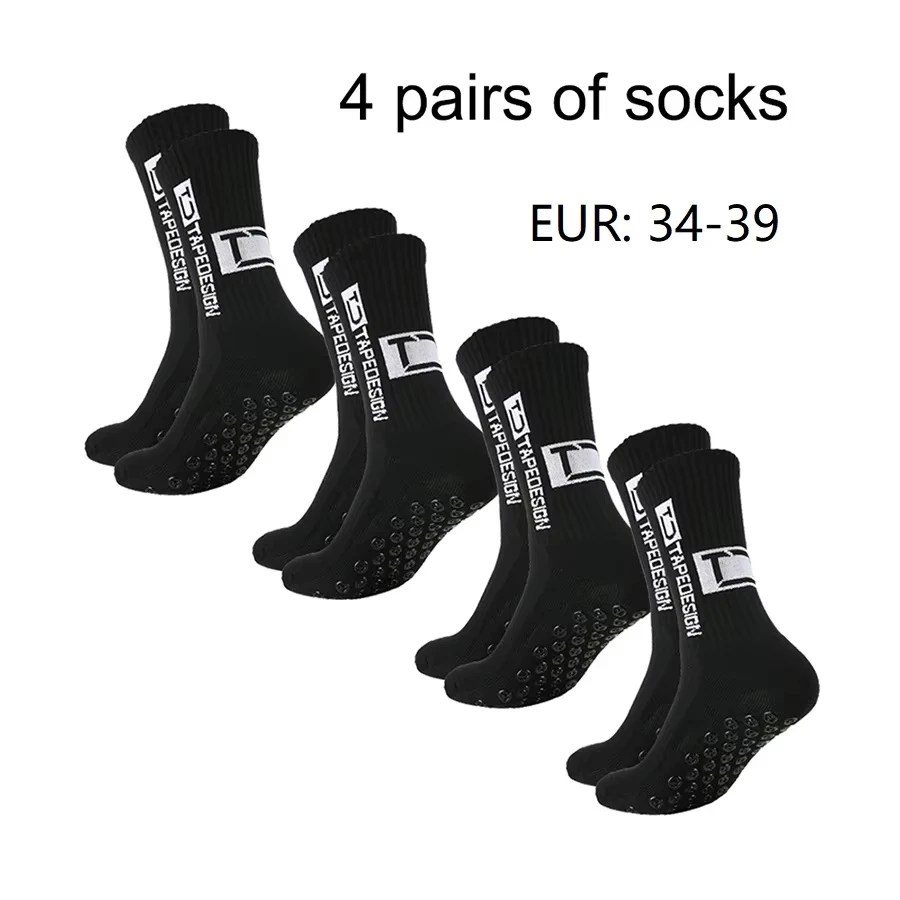 1/4/6 parirs of size 36-40 Children's and Women TC mid tube glued football non slip socks for sports training and competition thumbnail 2