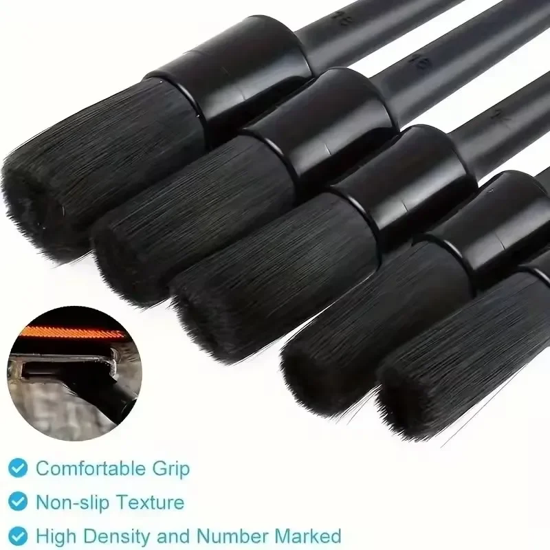 1 Set Motorcycle Tire Cleaning Brushes Practical Black Round Air Conditioner Vent Dusting Brush Auto Clean Tools Accessories thumbnail 4