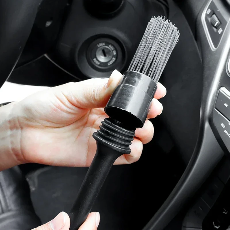 1 Set Motorcycle Tire Cleaning Brushes Practical Black Round Air Conditioner Vent Dusting Brush Auto Clean Tools Accessories thumbnail 5