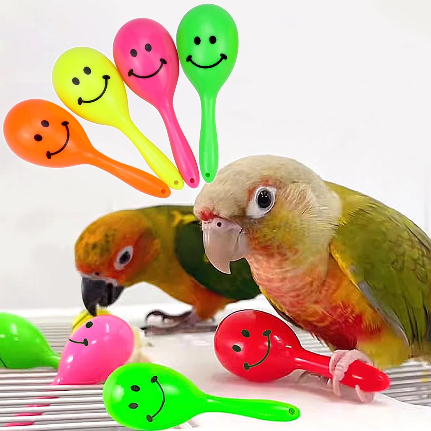 Cute Parrot Rattle Sand Hammer Sand Ball Bird Bites Wisdom Interactive Training Toys Pet Accessories Parrot Bird Rattle Toy 5Pcs thumbnail 2