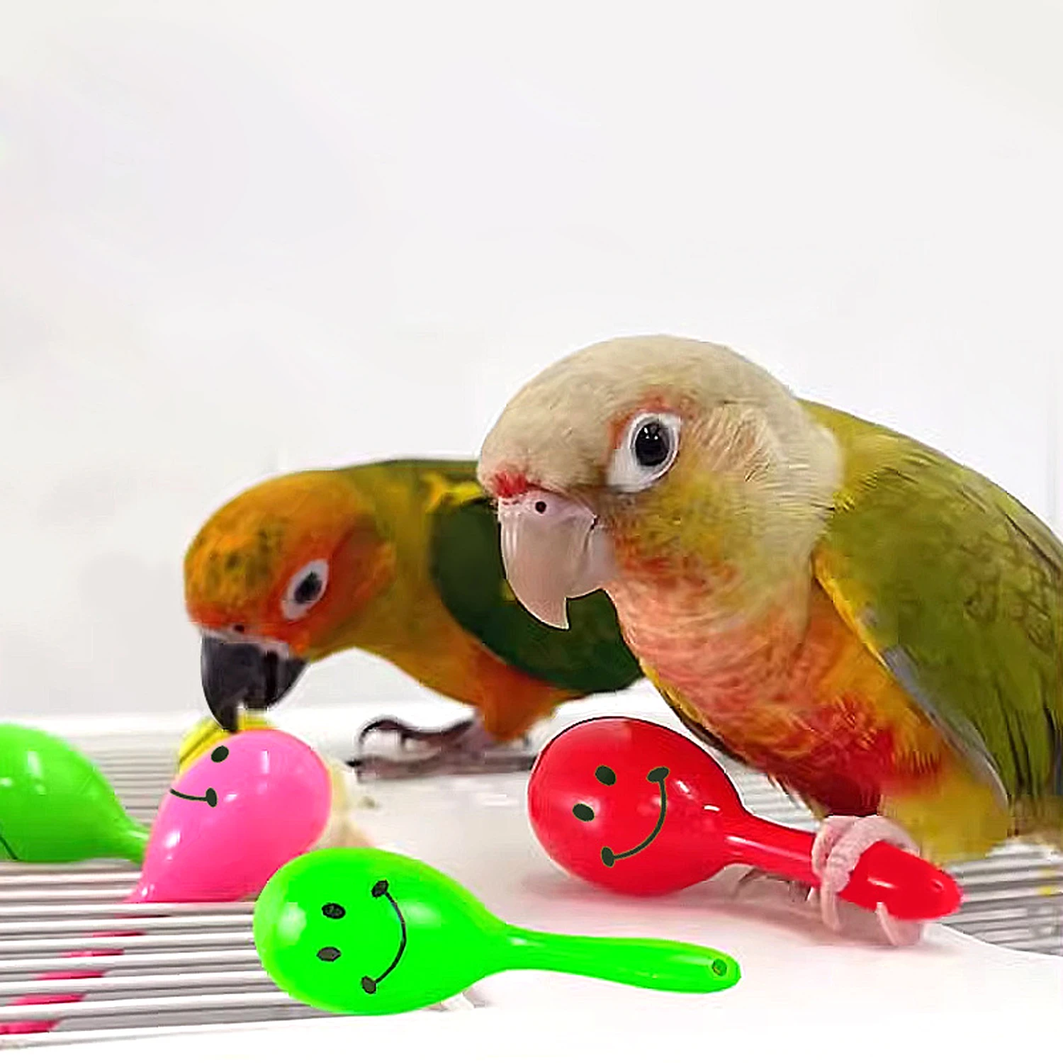 Cute Parrot Rattle Sand Hammer Sand Ball Bird Bites Wisdom Interactive Training Toys Pet Accessories Parrot Bird Rattle Toy 5Pcs thumbnail 3