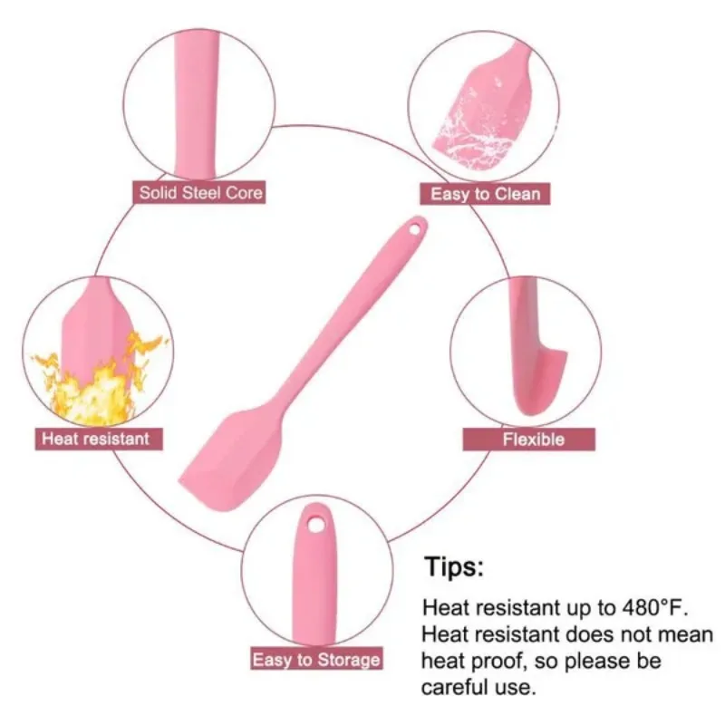 Silicone Spatulas, Heat Resistant Rubber Spatula Non-Stick Cake Spatula Tool Spoon Spatula for Cooking, Baking thumbnail 5