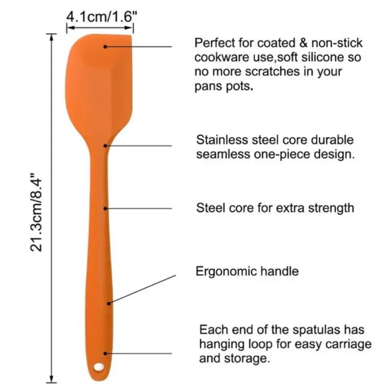 Silicone Spatulas, Heat Resistant Rubber Spatula Non-Stick Cake Spatula Tool Spoon Spatula for Cooking, Baking thumbnail 6