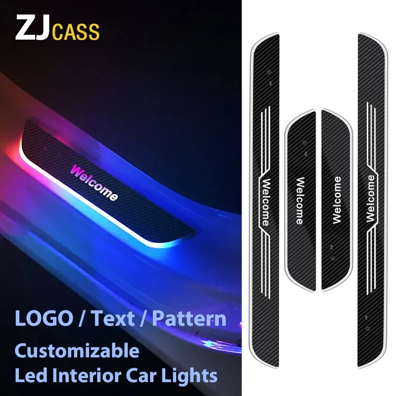 4/2Pc Customizable LOGO car pedal light Door opening warning RGB dynamic welcome light Multifunctional car LED atmosphere light