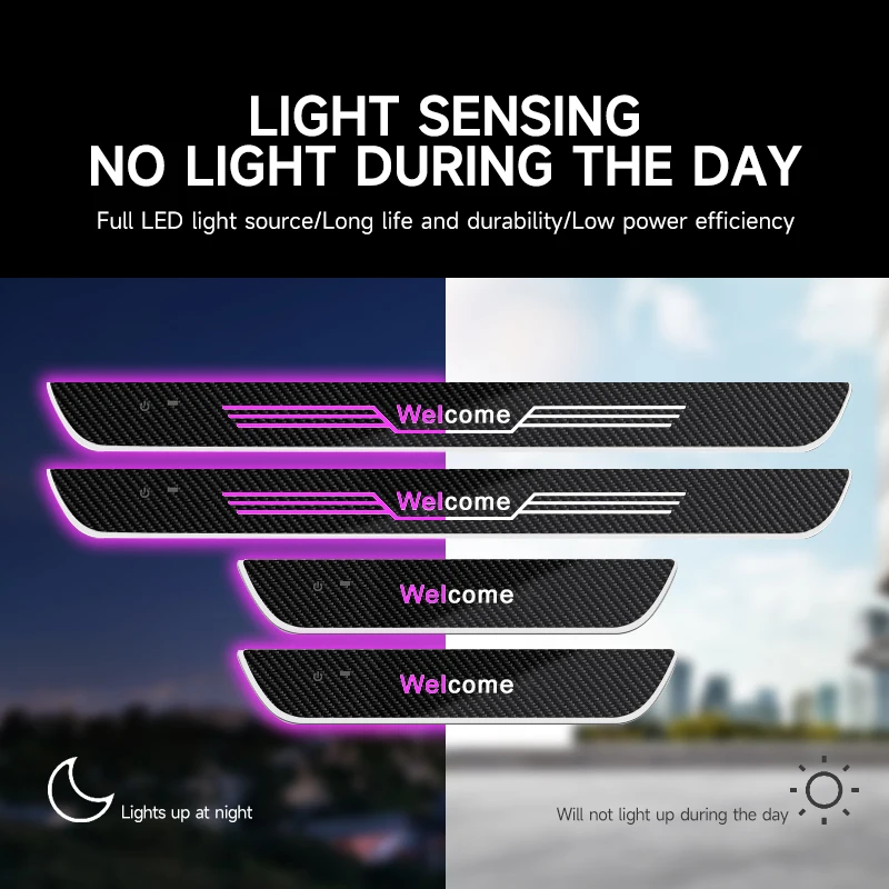 4/2Pc Customizable LOGO car pedal light Door opening warning RGB dynamic welcome light Multifunctional car LED atmosphere light thumbnail 2