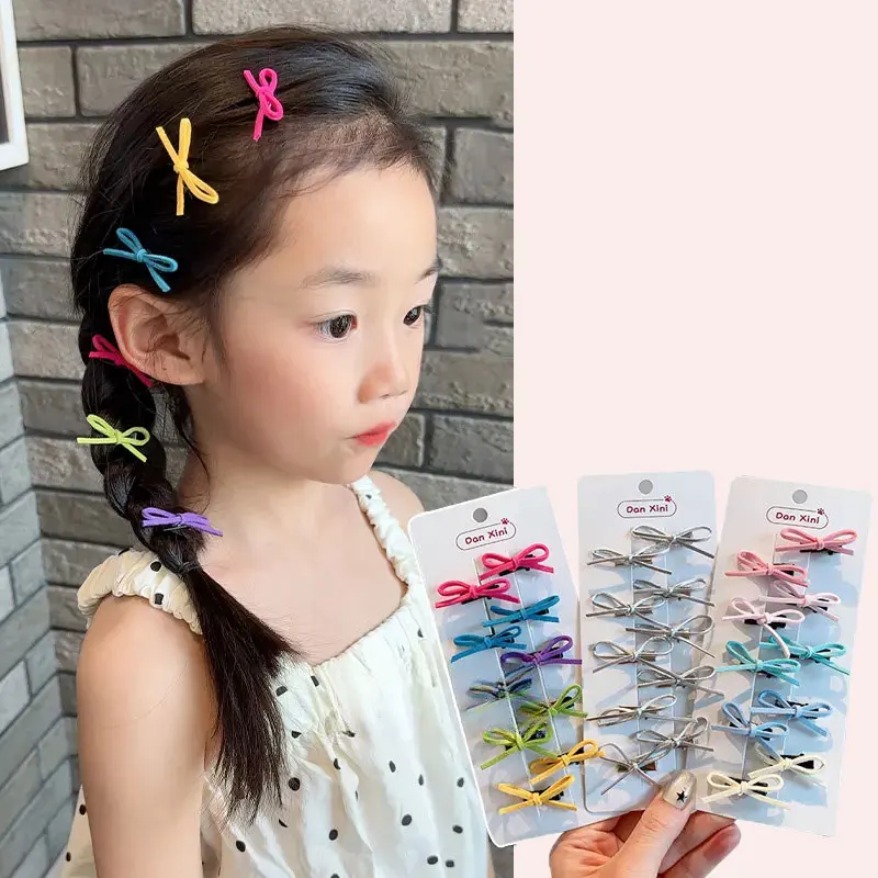 10PCS/Bag Summer Baby Mini Hair Clips Sweet Bow Princess Girl Braided Headwear Colorful Bowknot Barrettes Kids Hair Accessories