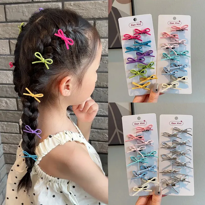 10PCS/Bag Summer Baby Mini Hair Clips Sweet Bow Princess Girl Braided Headwear Colorful Bowknot Barrettes Kids Hair Accessories thumbnail 2