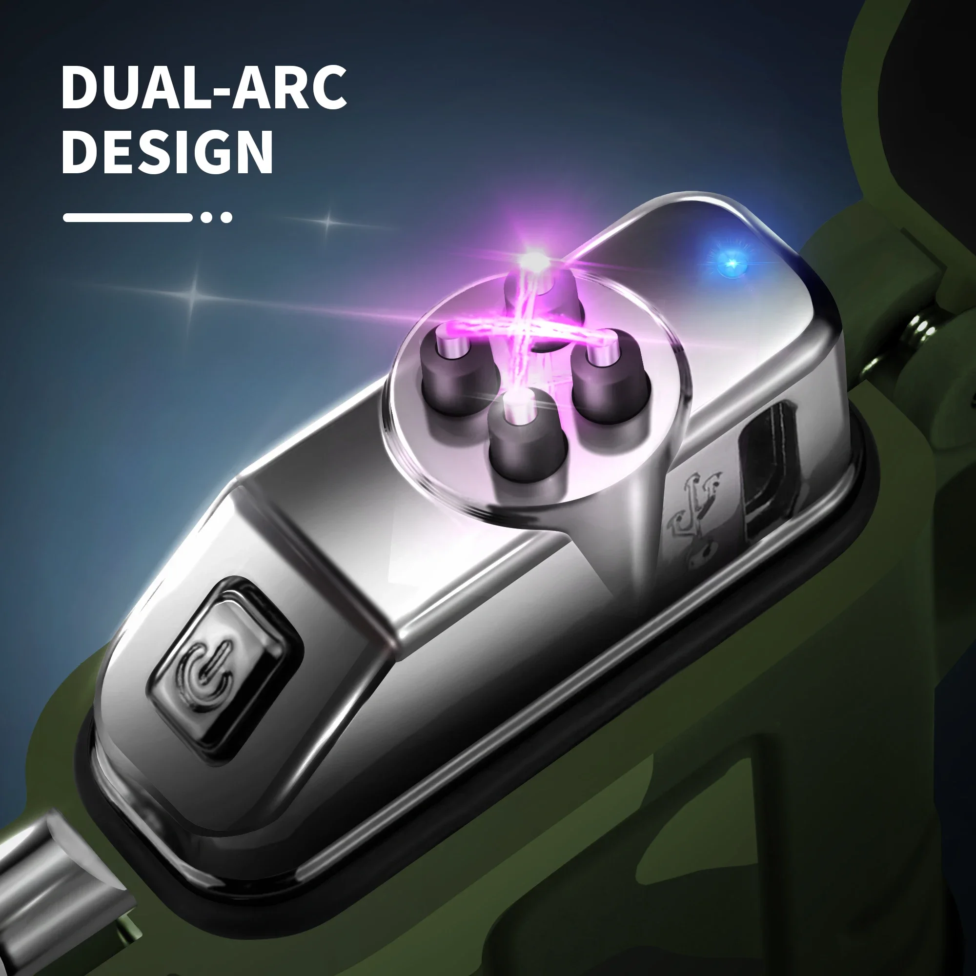 Waterproof USB Charging Electric Lighter Dual Arc Lighter Flameless Plasma Lighter Outdoor Hiking Camping Smoking Accessories thumbnail 3