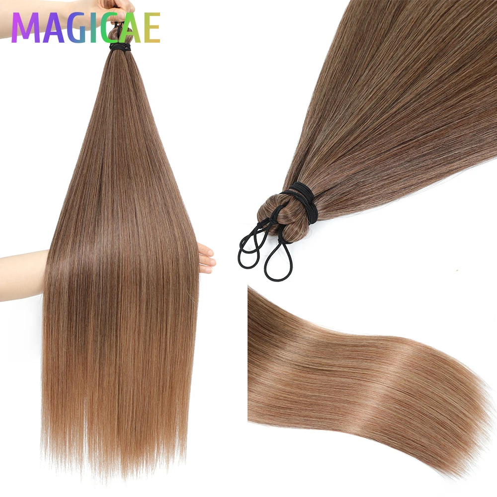 3Pcs 28Inches Straight Braids Hair Blond Pink Ombre Brown Twist Crochet 300Gram Hair Extension High Temperature Synthetic Bundle thumbnail 2