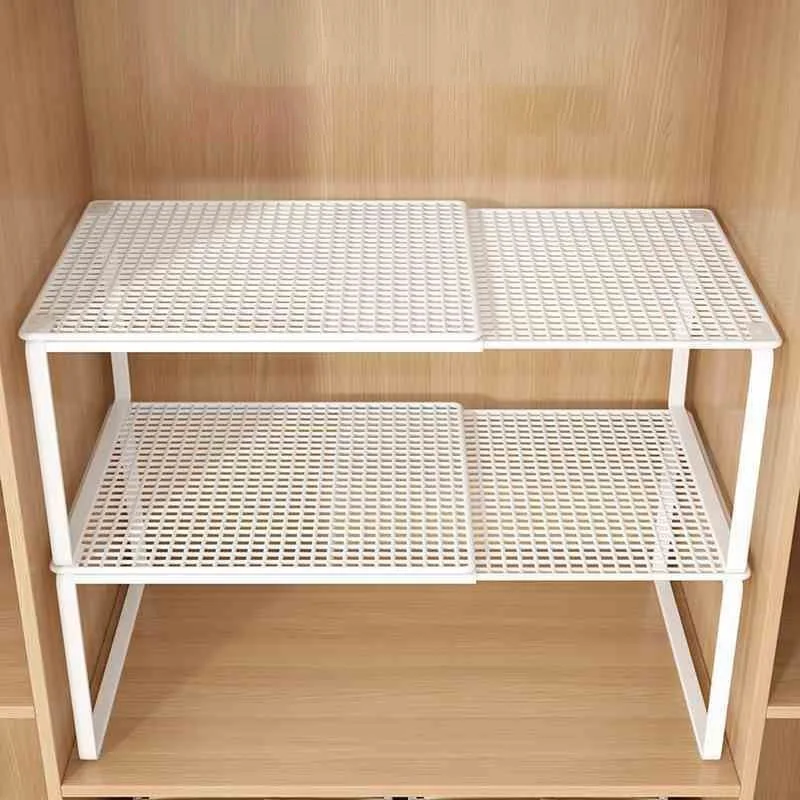 Stackable Telescopic Closet Shelf Retractable Expandable Wardrobe Divider Board  Adjustable Layered Partition Cabinet Organizer thumbnail 5