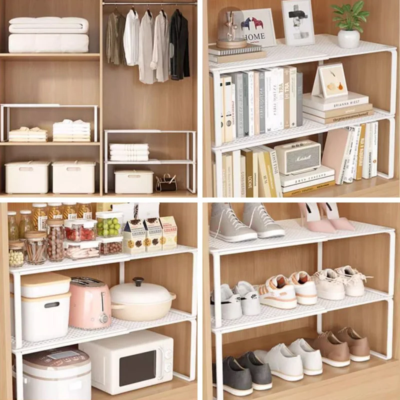 Stackable Telescopic Closet Shelf Retractable Expandable Wardrobe Divider Board  Adjustable Layered Partition Cabinet Organizer thumbnail 4