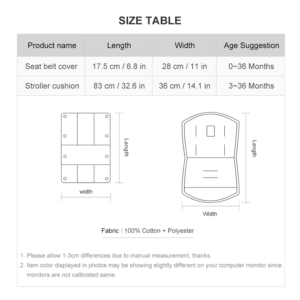 Stroller Cushion & Seat Belt Cover 2Pcs/Set Universal Baby Pram Seat Pad Soft Kids Pushchair Car Mat Stroller Accessories thumbnail 6