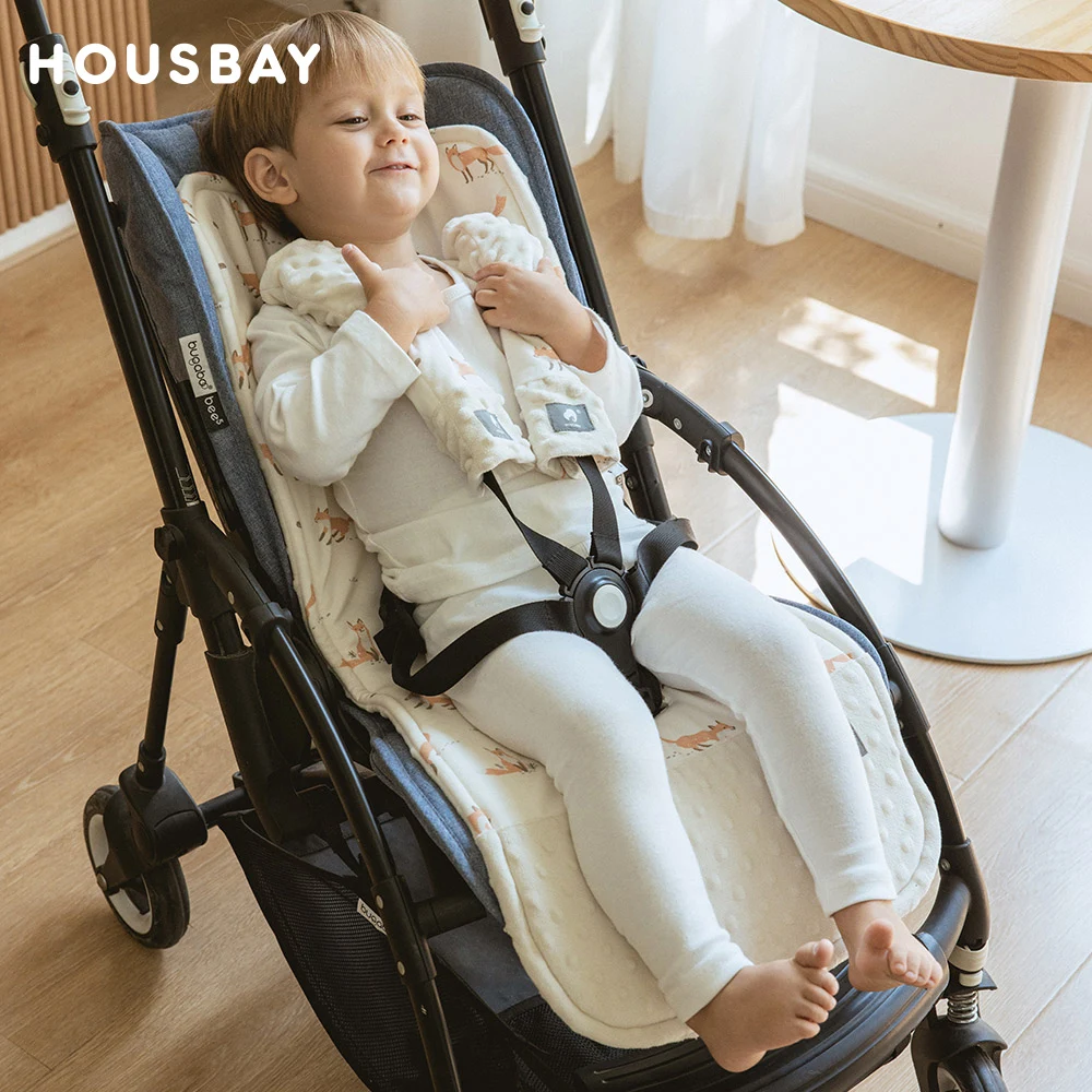 Stroller Cushion & Seat Belt Cover 2Pcs/Set Universal Baby Pram Seat Pad Soft Kids Pushchair Car Mat Stroller Accessories