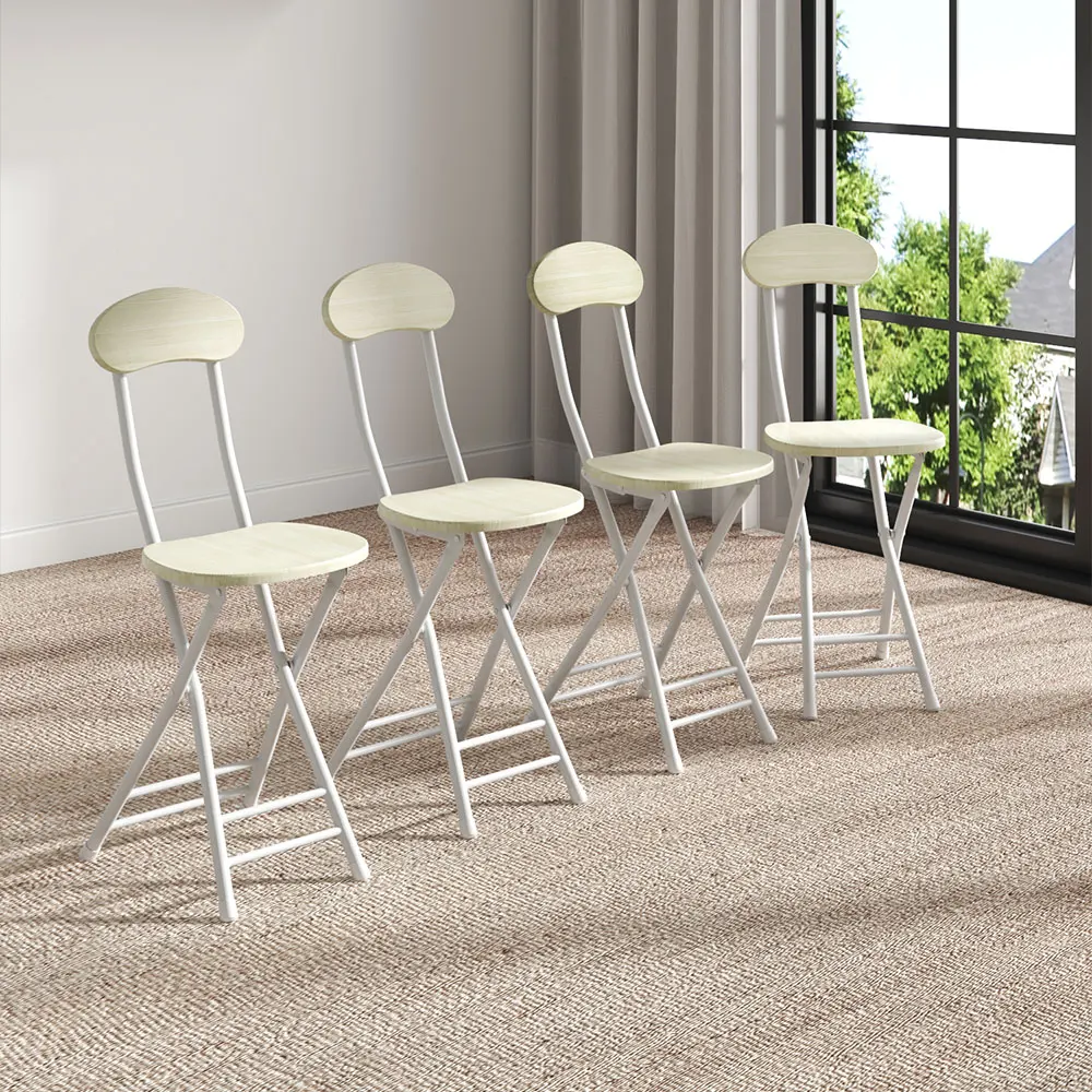 【Breeins】Compact Wooden Folding Chair with Metal Legs Set of 2/4 Black White Dining Chair thumbnail 3