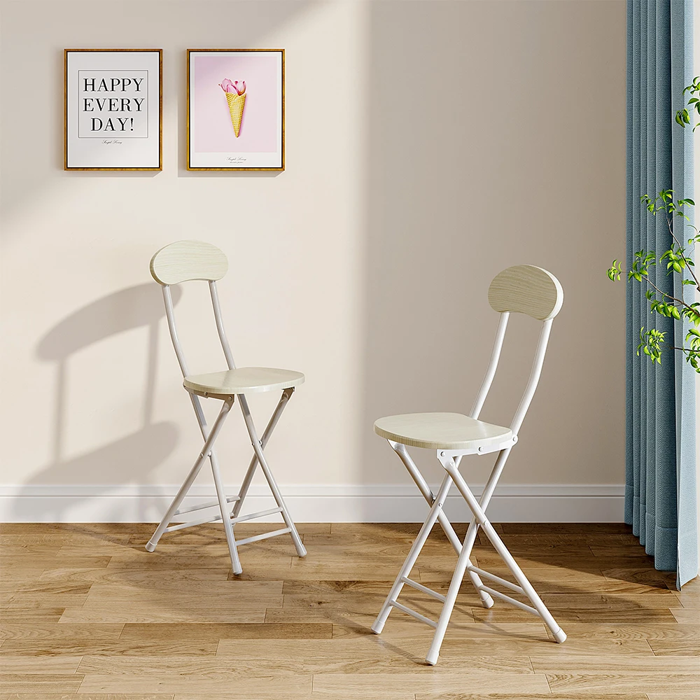 【Breeins】Compact Wooden Folding Chair with Metal Legs Set of 2/4 Black White Dining Chair thumbnail 5