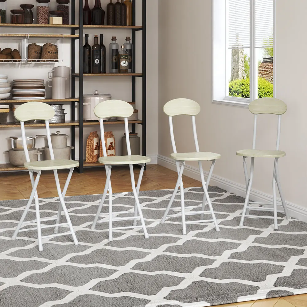 【Breeins】Compact Wooden Folding Chair with Metal Legs Set of 2/4 Black White Dining Chair thumbnail 2