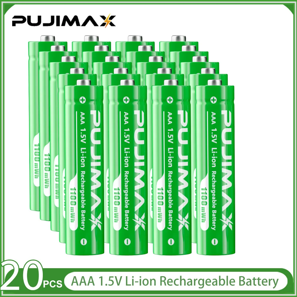 PUJIMAX 1.5V AAA 1100mWh Rechargeable Lithium-ion  Battery With Smart Battery Charger SET  Batteries Individually Available thumbnail 6